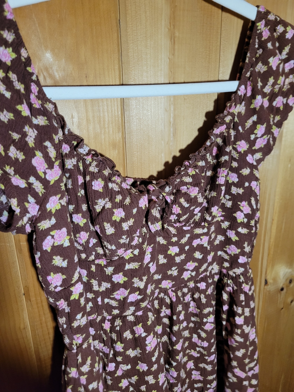 Aeropostale Brown Mini Dress with Pink Floral Print